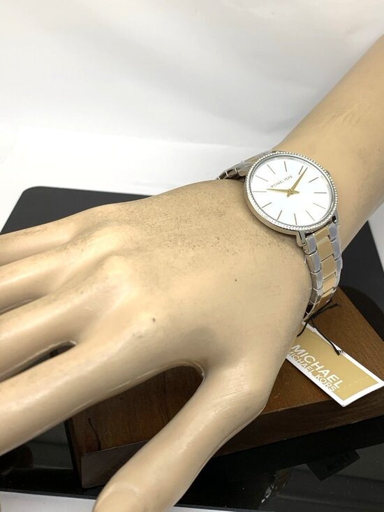 Michael Kors Womens Watch MK1041 Quartz White Dial Two Tone Stainless Steel 32mm main image 9